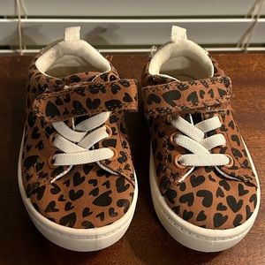 Leopard heart print Carters Shoes worn once! Size 5 w/velcro